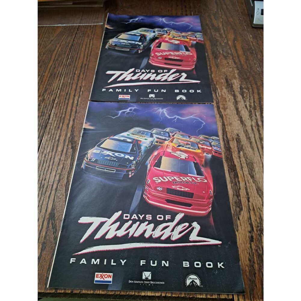 Lot of 2 Days of Thunder Family Fun Books 1990 NASCAR Paramount Exxon Promo